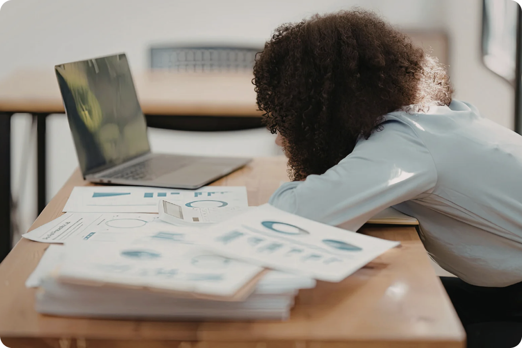 Developer looking stressed at desk